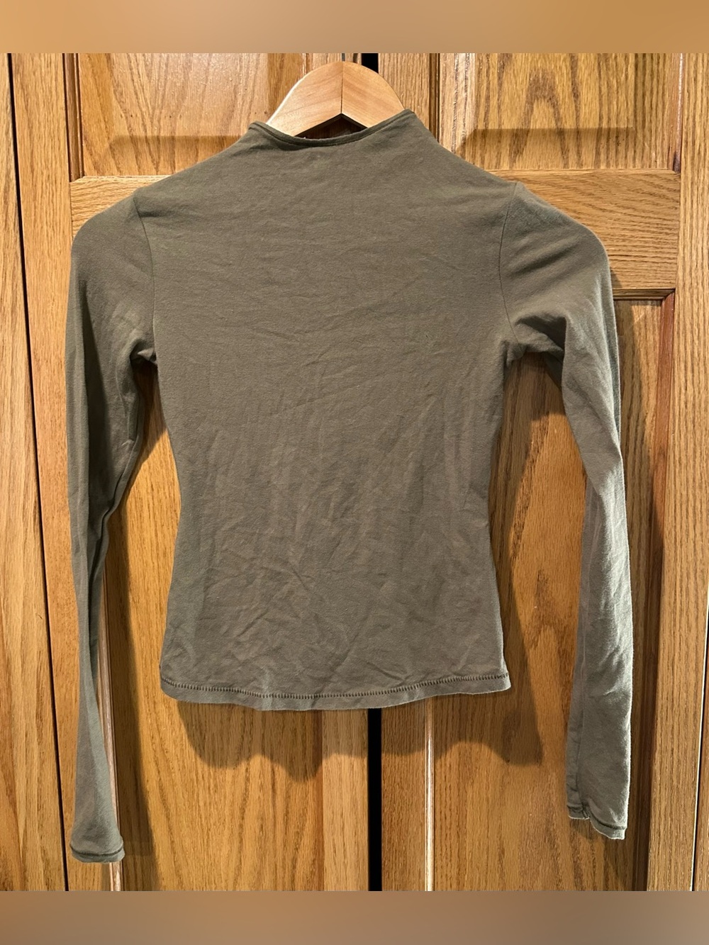 Skims mock neck khaki green long sleeve stretchy top